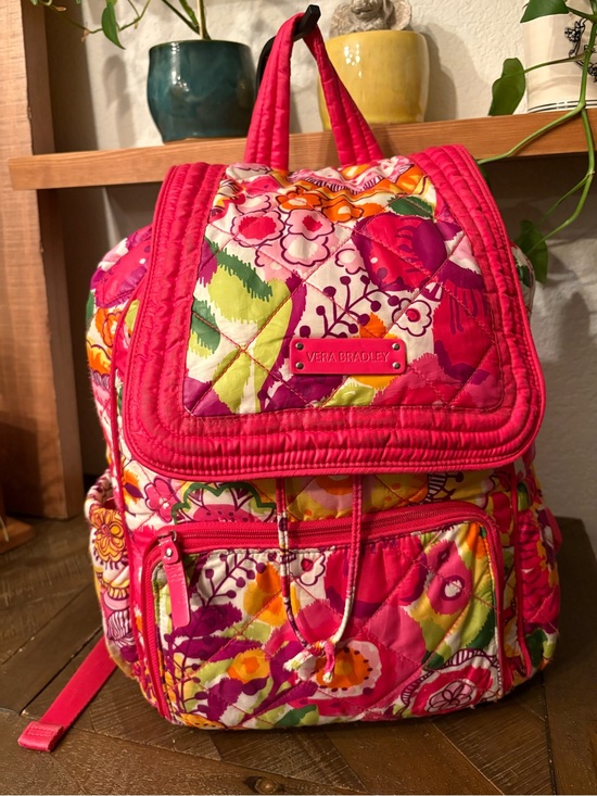 Vera Bradley Handbags - Vera Bradley Hot Pink and Multicolor Floral Quilted Backpack
